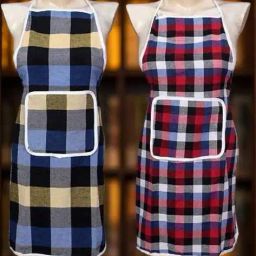 revexo Set of 2 Checked Aprons with Patch Pocket image 1