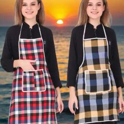 revexo Set of 2 Checked Aprons with Patch Pocket image 1