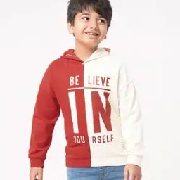 Typographic Print Colourblock Hoodie-image-84