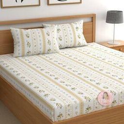 210 TC Floral Print Double Bedsheet with Pillow Covers-11