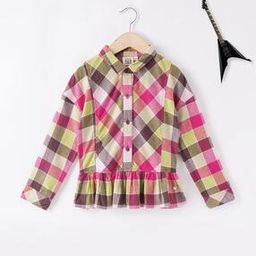 Checked Sustainable Peplum Top-image-92