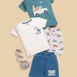 Boys Pack of 2 Typographic Print Shorts & T-Shirt Set-0