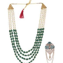 Pearl Beaded Multistrand Chain with Brooch-8