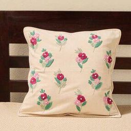 fabindia Embroidered Square Cushion Cover 16"X16"-picture-37