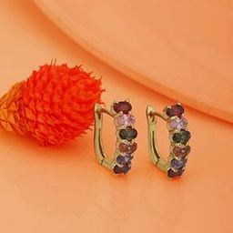 Multi Colour Stud with Gold Plated Hoop Earrings - B868516E/1-53