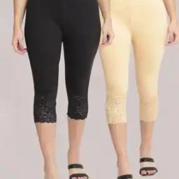  Women Pack of 2 Cotton Lycra Net Capri-picture-33