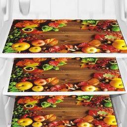 Pack Of 5 Graphic Print Fridge Cover with Fridge Mats-32