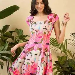 Women Floral Print Fit & Flare Dress-image-2