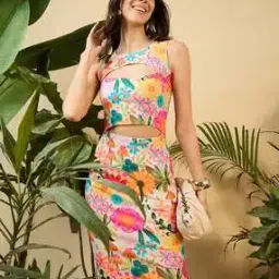 mabish by sonal jain Women Floral Print Bodycon Dress with Cutouts -picture-6