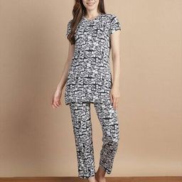 jinfo Typographic Print Knitted Top & Pyjamas Set image 1