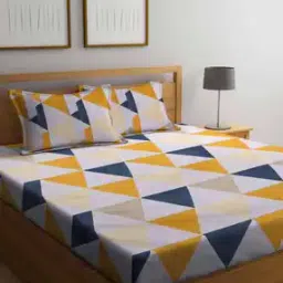 250TC Cotton Blend Double King Size Bedsheet with 2 Pillow Covers-image-17