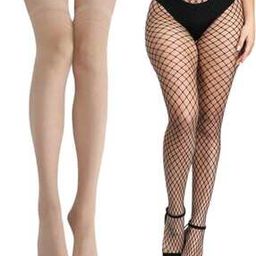Women Pack of 2 High-Rise Fishnet Stockings with Elasticated Waistband-picture-9