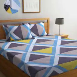 Geometric Print Double Bedsheet with 2 Pillow Covers-image-97