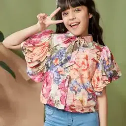 Girls Floral Regular Short Sleeve Top-image-38