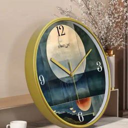 random Embossed Round-Shaped Dial Wall Clock image 1