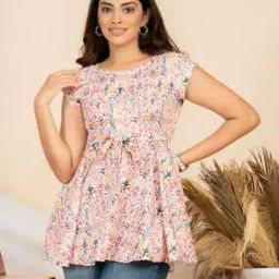 Floral Print Round-Neck Tunic-12