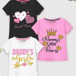 Pack of 3 Girls Graphic Print T-Shirts-image-81
