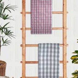 Set of 2 Checked Cotton Bath Towels 59" x 29"-image-79