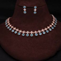 Women Stone-Studded Necklace & Earrings Set-image-98