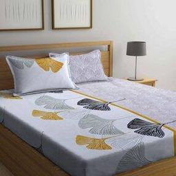 250 TC Floral Pattern Double Bedsheet with 2 Pillow Covers-image-19
