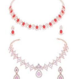 Women Set of 2 Stone-Studded Necklaces & Earrings Set-image-14