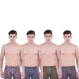 Pack of 4 Men Soft Combed Cotton Printed Trunks-image-1