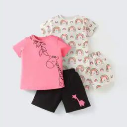 Girls Graphic T-Shirt and Shorts Set-image-66