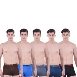 Pack of 5 Men Solid Combed Cotton Double Pouch Support Trunks-picture-22