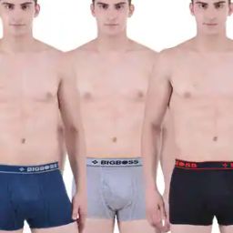 Pack of 3 Men Solid Combed Cotton Double Pouch Support Trunks-17
