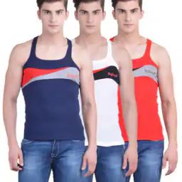 Pack of 3 Men Solid Super Combed Cotton Racerback Styled Gym Vest-image-71
