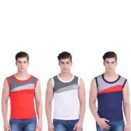 Pack of 3 Men Solid Combed Cotton Racerback Styled Gym Vest-image-76