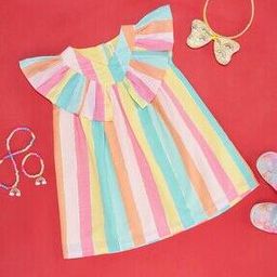 pantaloons baby Striped Round-Neck Fit & Flare Dress-picture-9