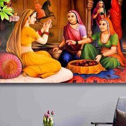 Rajasthani Woman Canvas Wall Painting-image-67