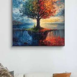 Wildlife Tree Print Wooden Framed Canvas Wall Painting-image-5