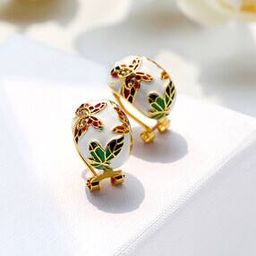 Stone-Studded Hoop Earrings-image-12