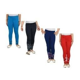 indiweaves Pack of 4 Printed Leggings with Elasticated Waist-picture-38