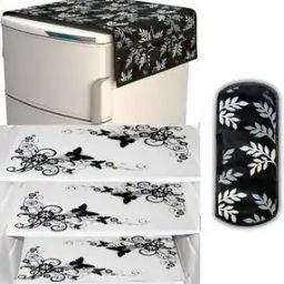 Floral Print Fridge Top Cover with Fridge Mats-24