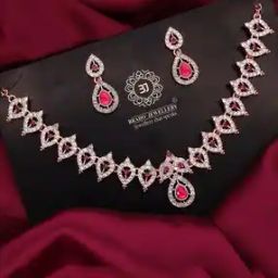 Women Pack Of 2 Stone Studded Necklace And Earrings Set          -image-97
