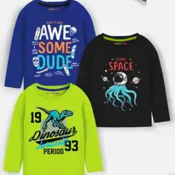 Pack of 3 Typographic Print Crew-Neck T-Shirts-image-37
