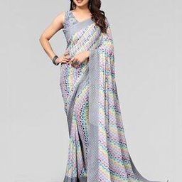 Chevron Print Georgette Saree-image-33