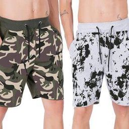Men Pack of 2 Camouflage Print Regular Fit Knit Shorts-image-15