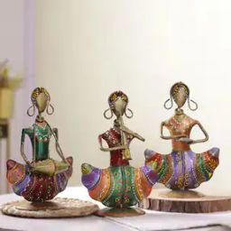 Set Of 3 Abstract Doll Musicians Metal Figurines-16