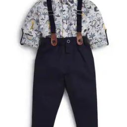Printed Shirt & Dungaree Set with Full Sleeves-image-28