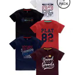 Pack of 5 Typographic Print Crew-Neck T-shirt-15