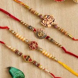 Set of 4 Stone-Studded Bracelet Rakhis-image-53