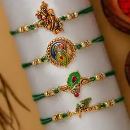 Set of 4 Krishna Idol Beaded Rakhis-4