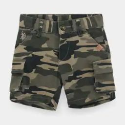 Boys Camouflage Print Shorts with Insert Pockets-3