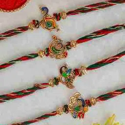 Set of 4 Gold-Plated Peacock Rakhis-picture-12