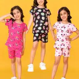 Girls Pack of 3 Typographic Pattern Shorts with Top-image-26