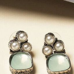 oomph Oxidised Stone-Studded Drop Earrings-picture-21